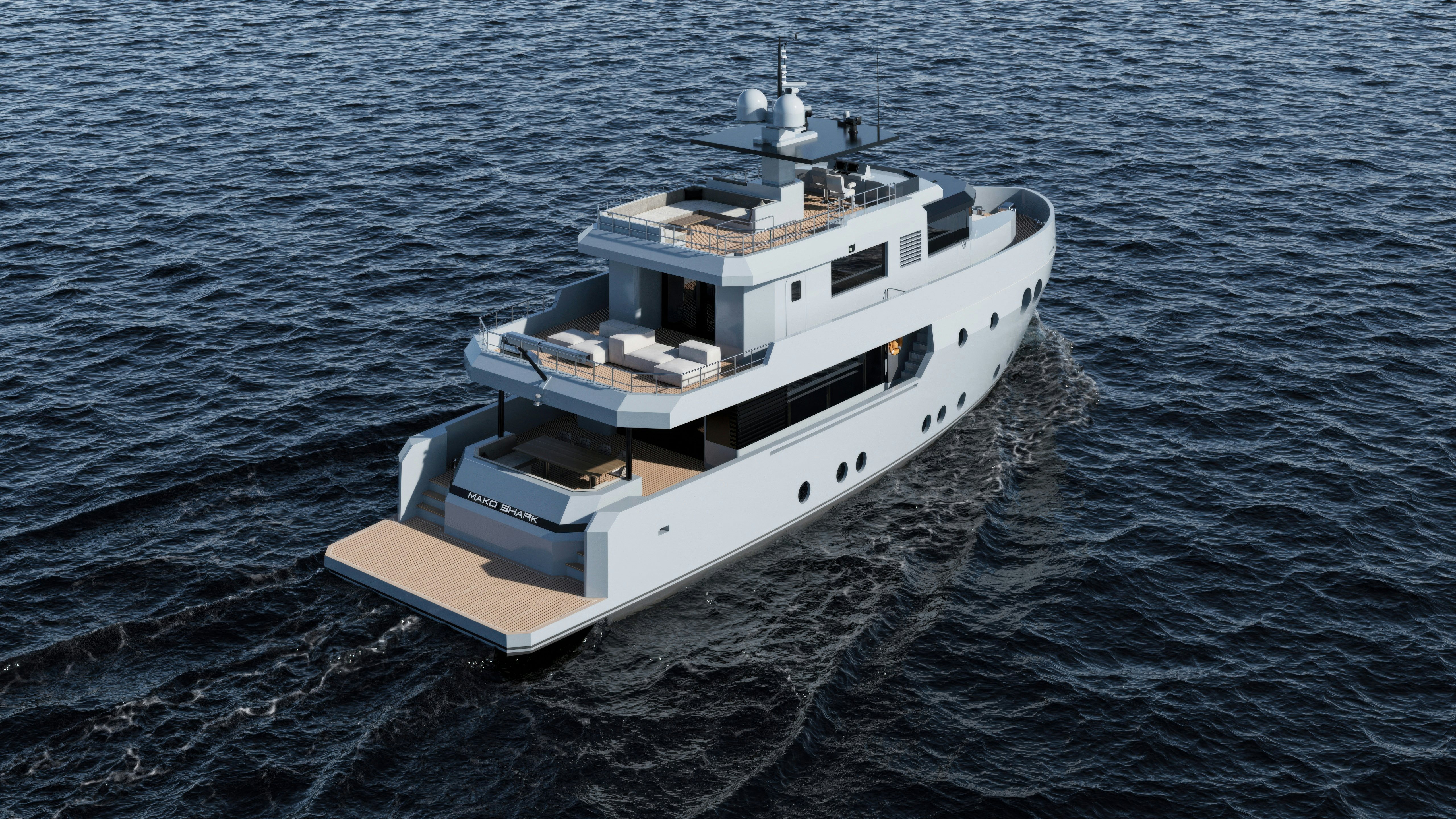 a boat in the water aboard PROJECT MAKO SHARK Yacht for Sale