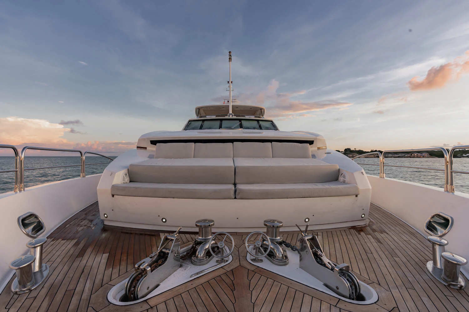 a boat on a deck aboard LUNA ROSSA Yacht for Charter