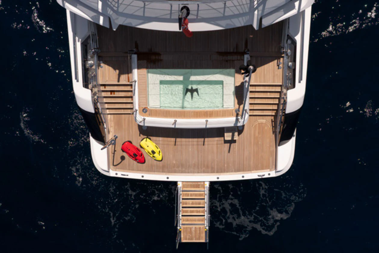 a satellite in space aboard PERLA BIANCA Yacht for Charter