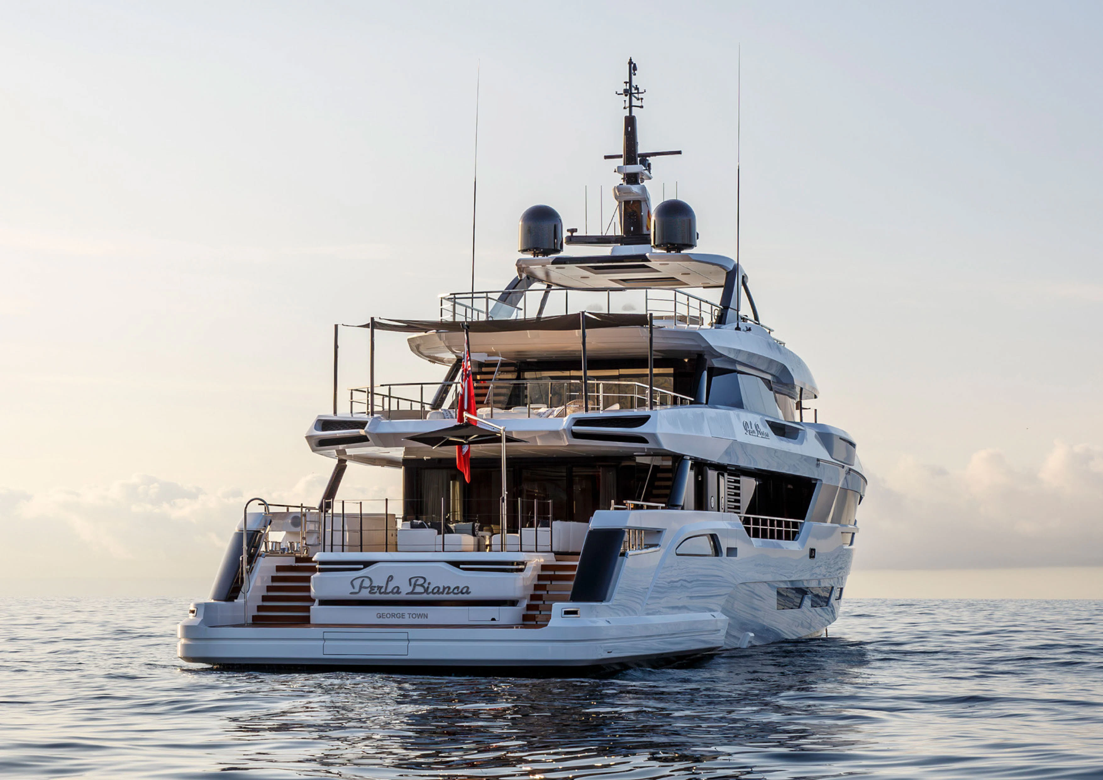 a boat in the water aboard PERLA BIANCA Yacht for Charter
