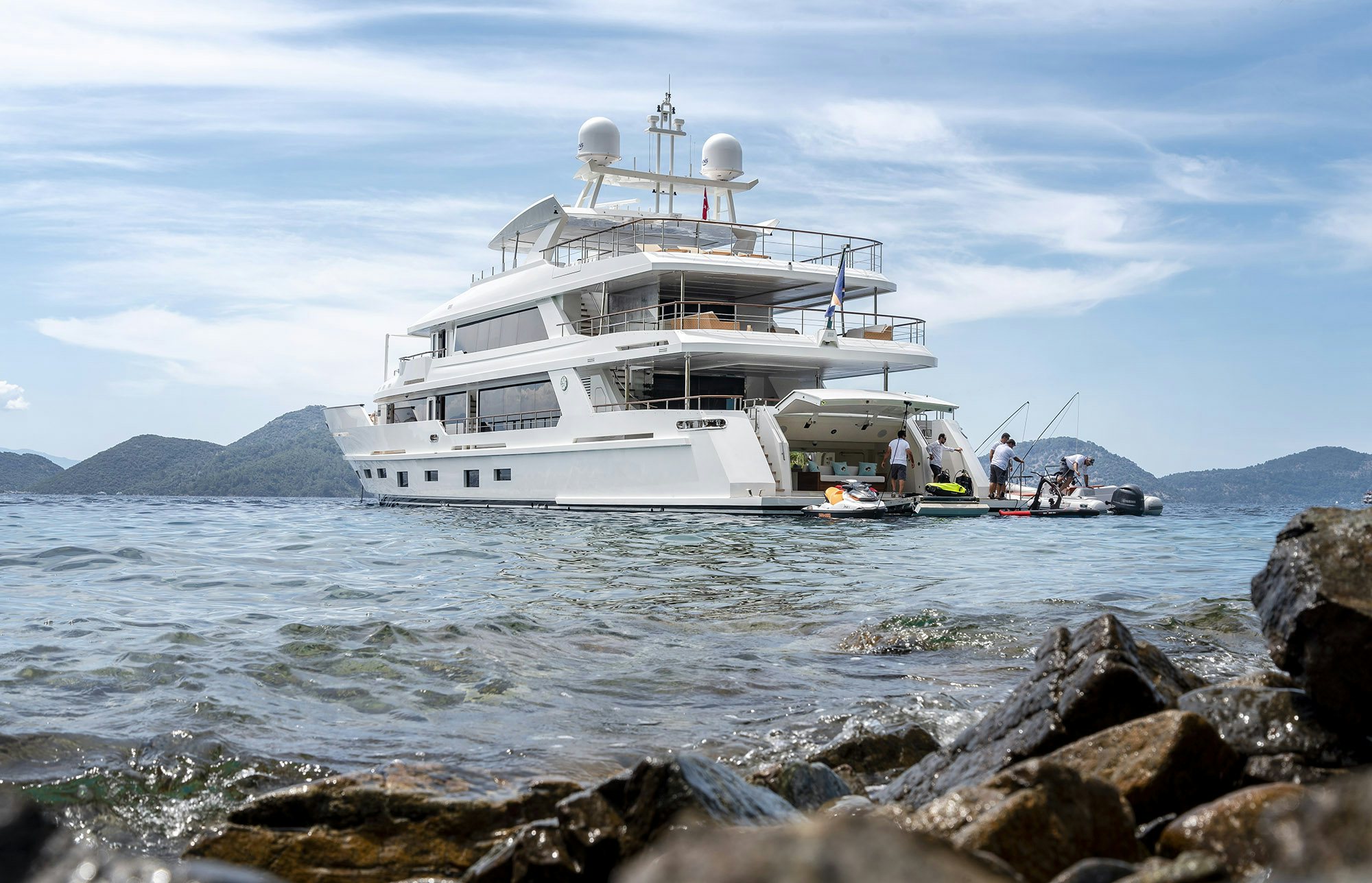 a boat on the water aboard SUNRISE Yacht for Sale