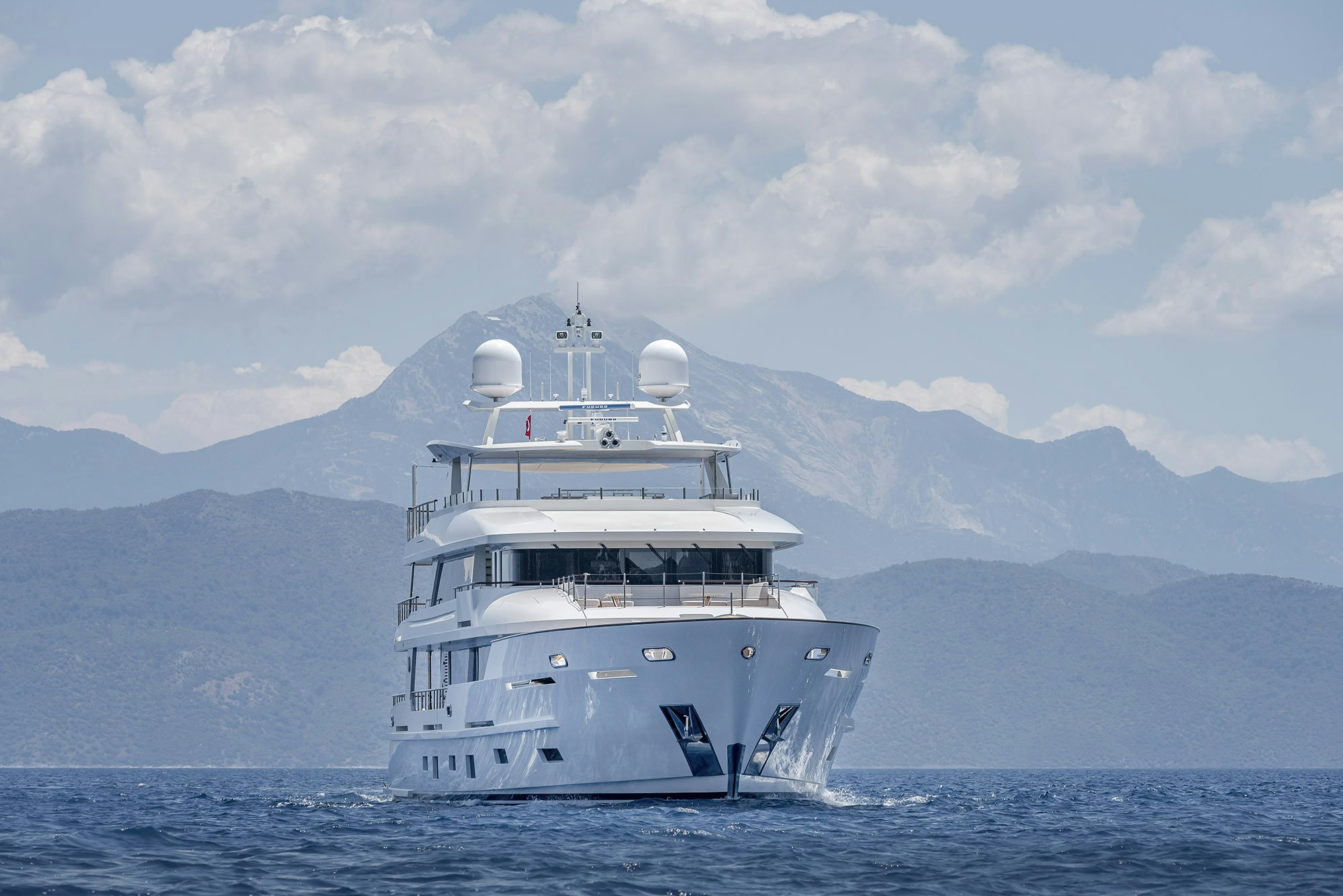 a white boat in the water aboard SUNRISE Yacht for Sale