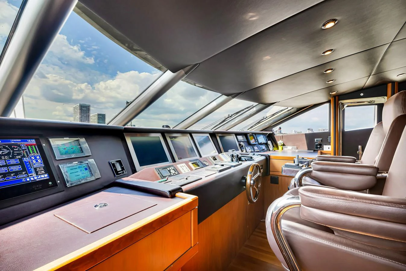 inside of a car aboard NATURAL 9 Yacht for Charter