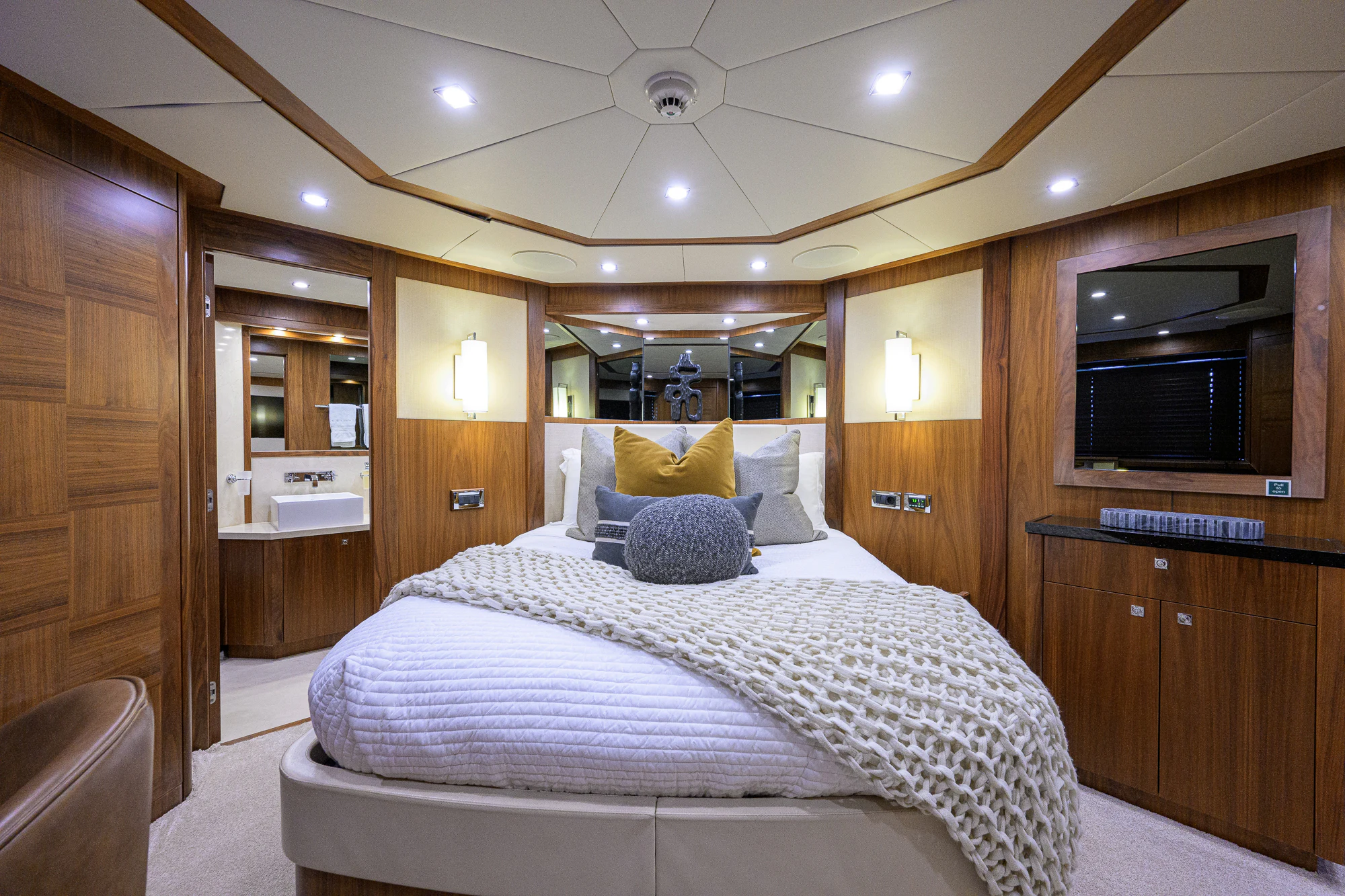 a bed in a room aboard NATURAL 9 Yacht for Sale