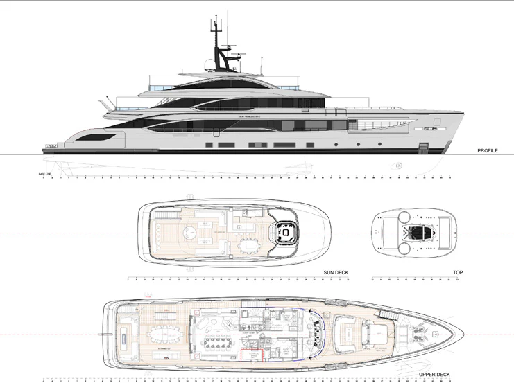 diagram, engineering drawing aboard PERSEVERANCE Yacht for Charter