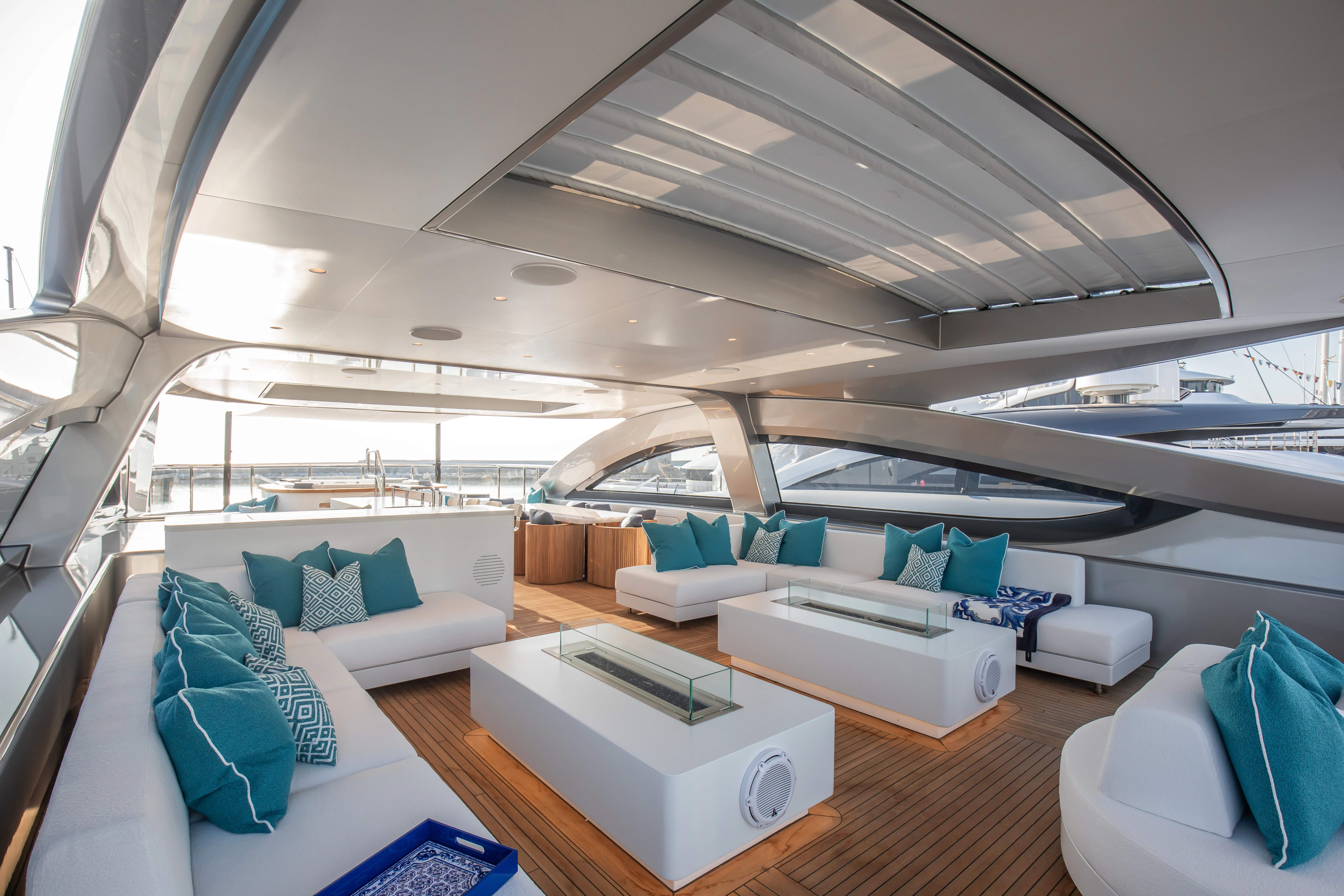 a room with a couch and a table aboard PERSEVERANCE Yacht for Charter