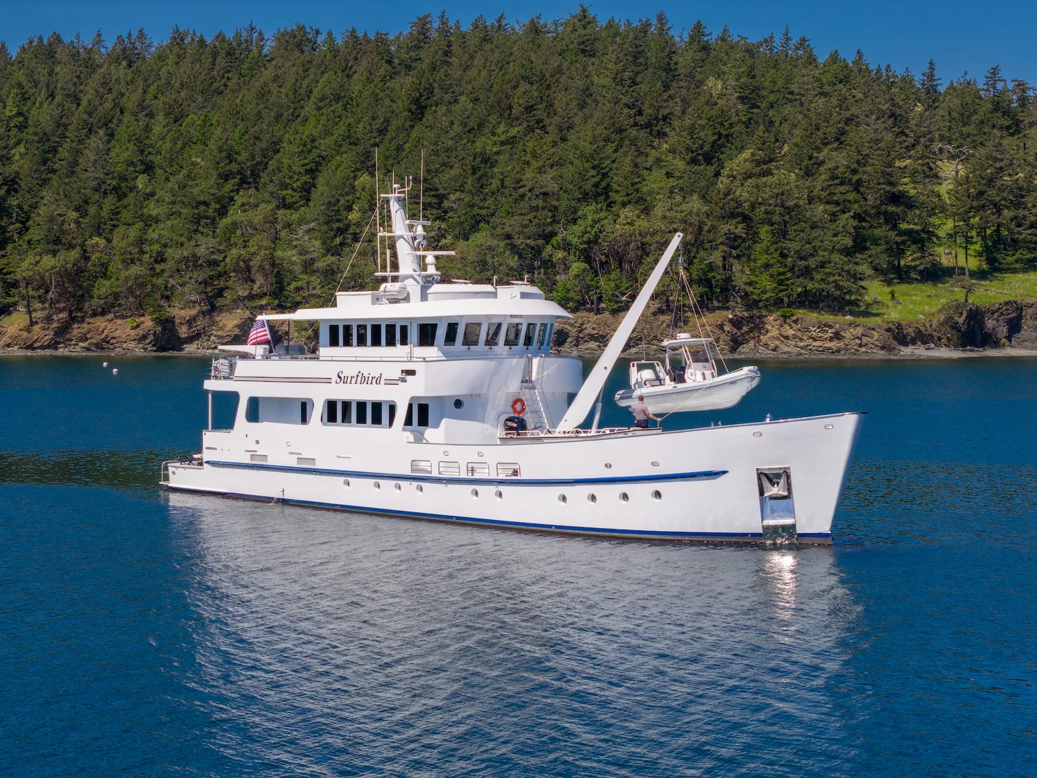a boat on the water aboard SURFBIRD Yacht for Charter