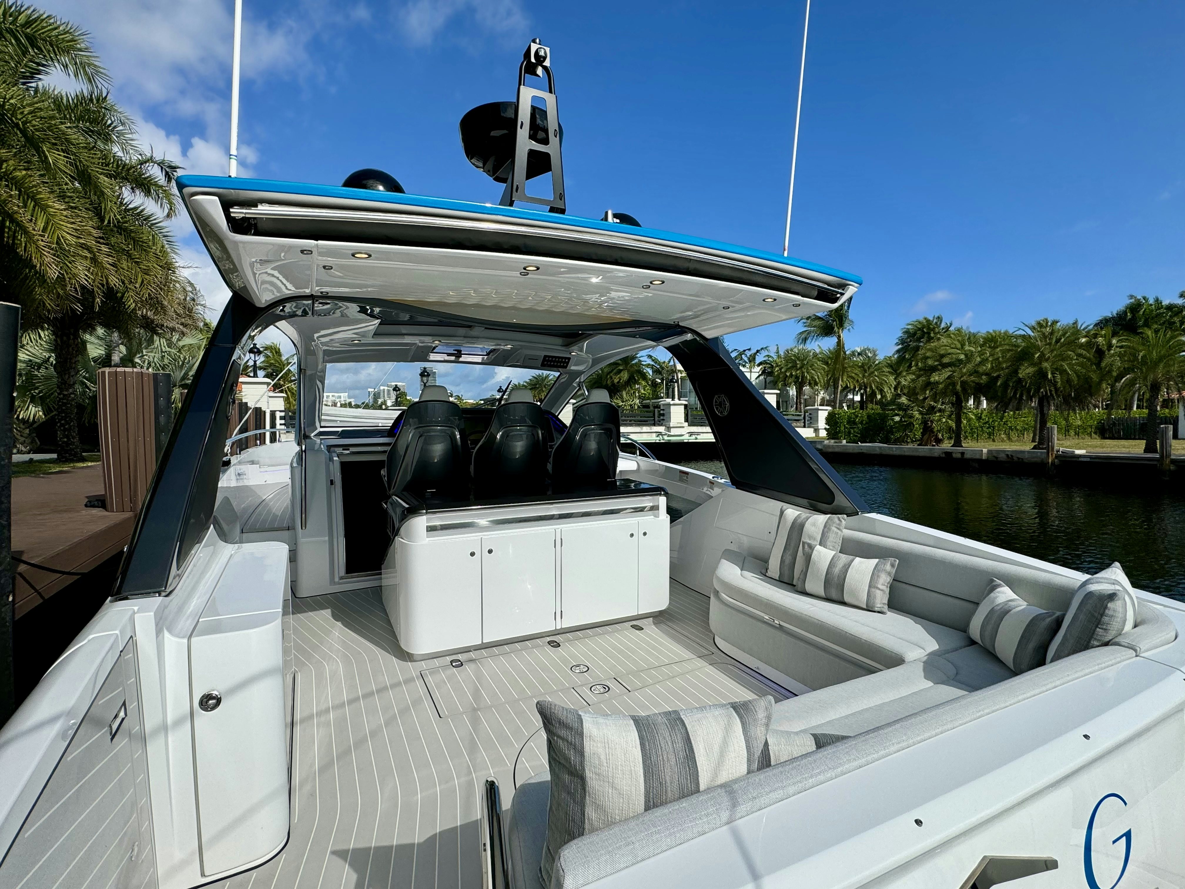 a boat with a large engine aboard GG Yacht for Sale