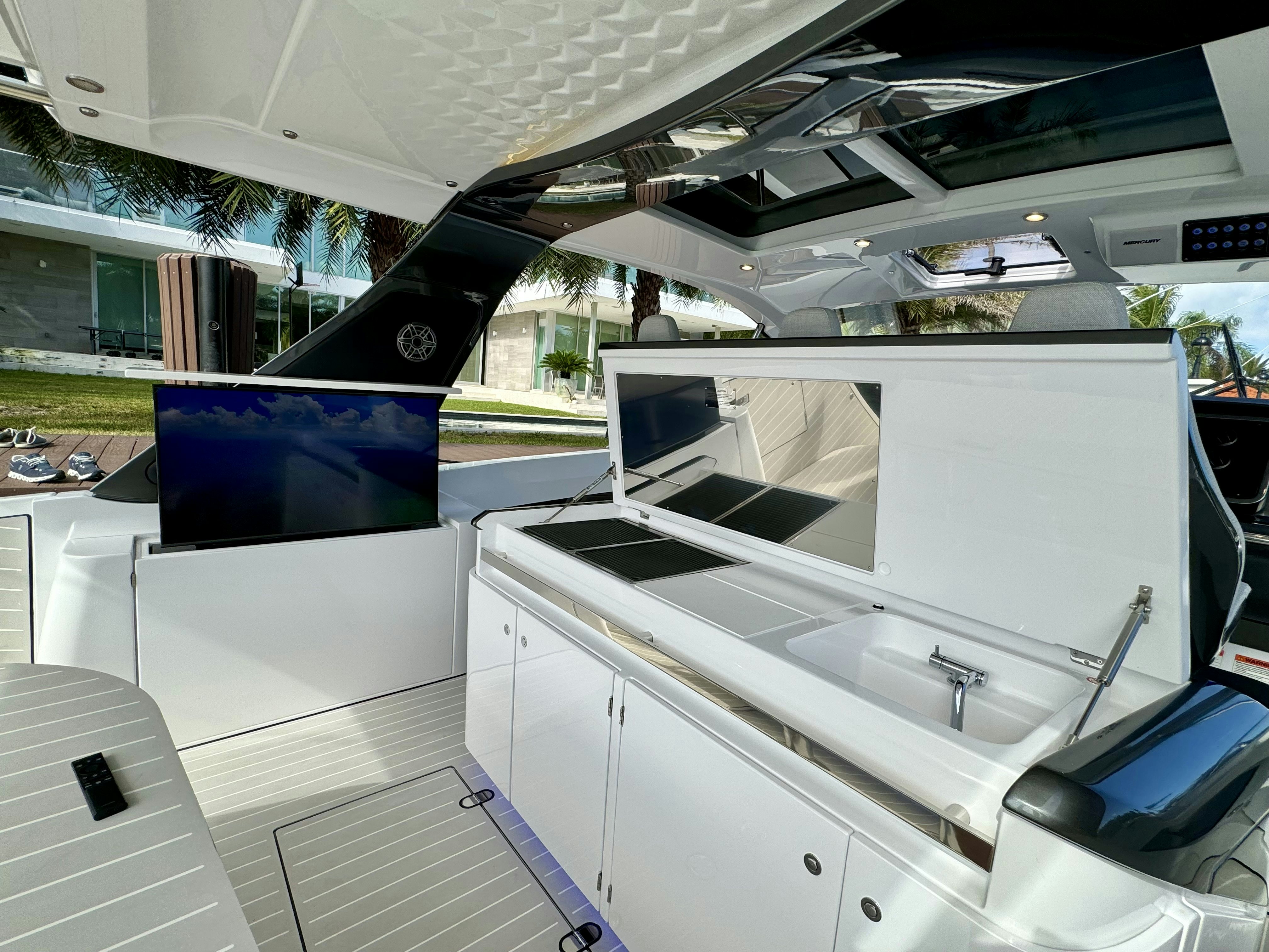 a large white machine aboard GG Yacht for Sale