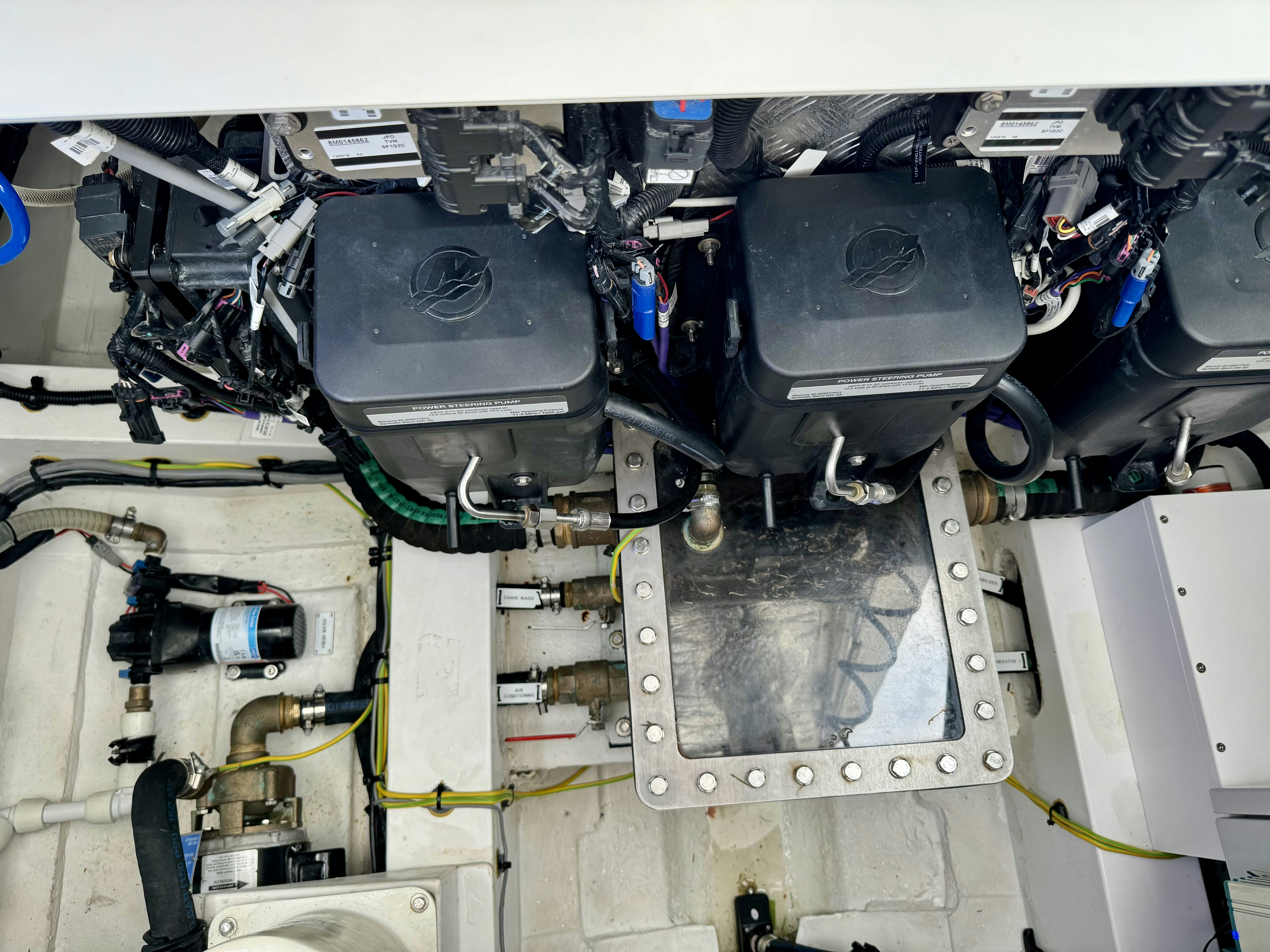 a car engine with a few parts aboard GG Yacht for Sale