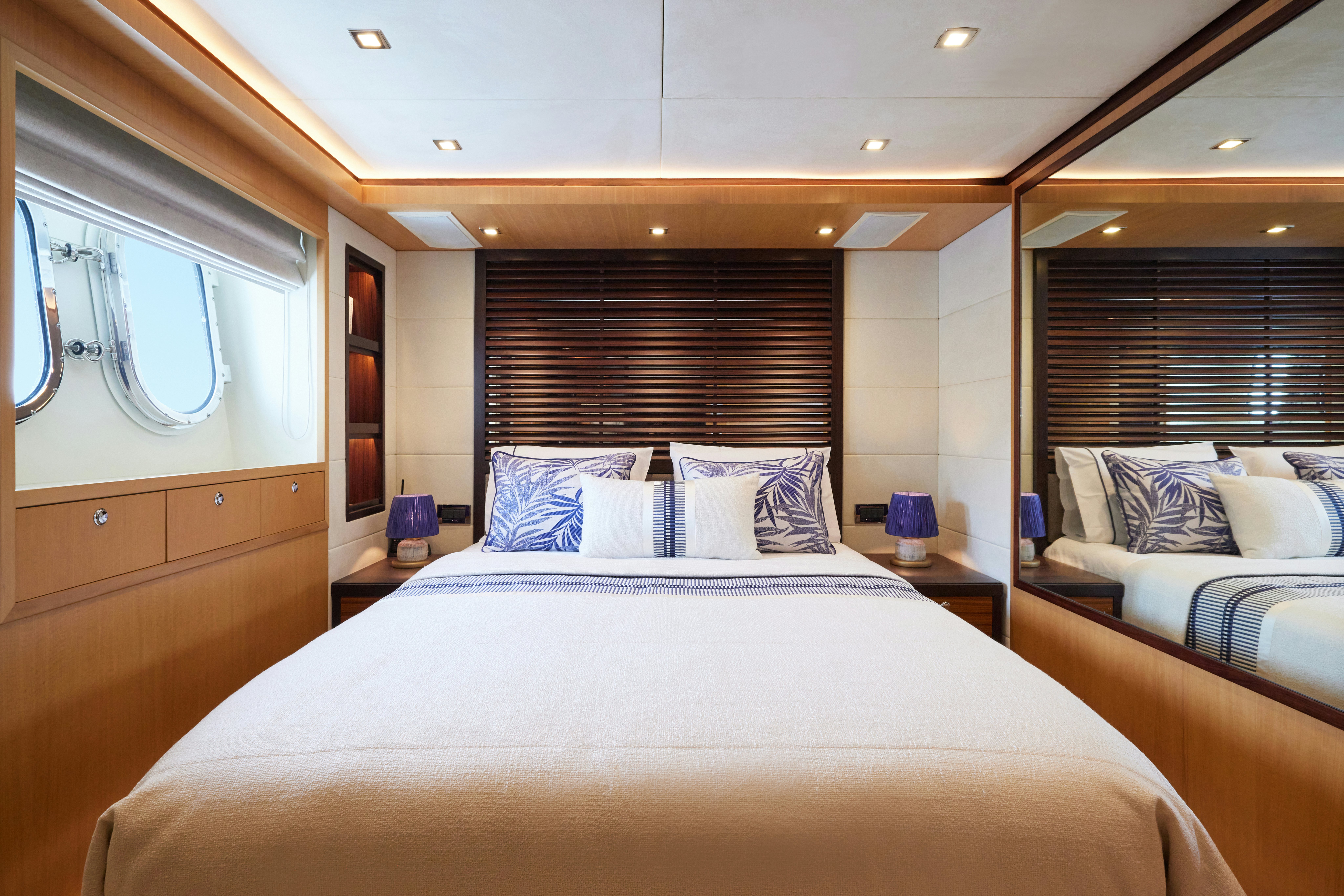 a room with two beds aboard AYSHA Yacht for Sale