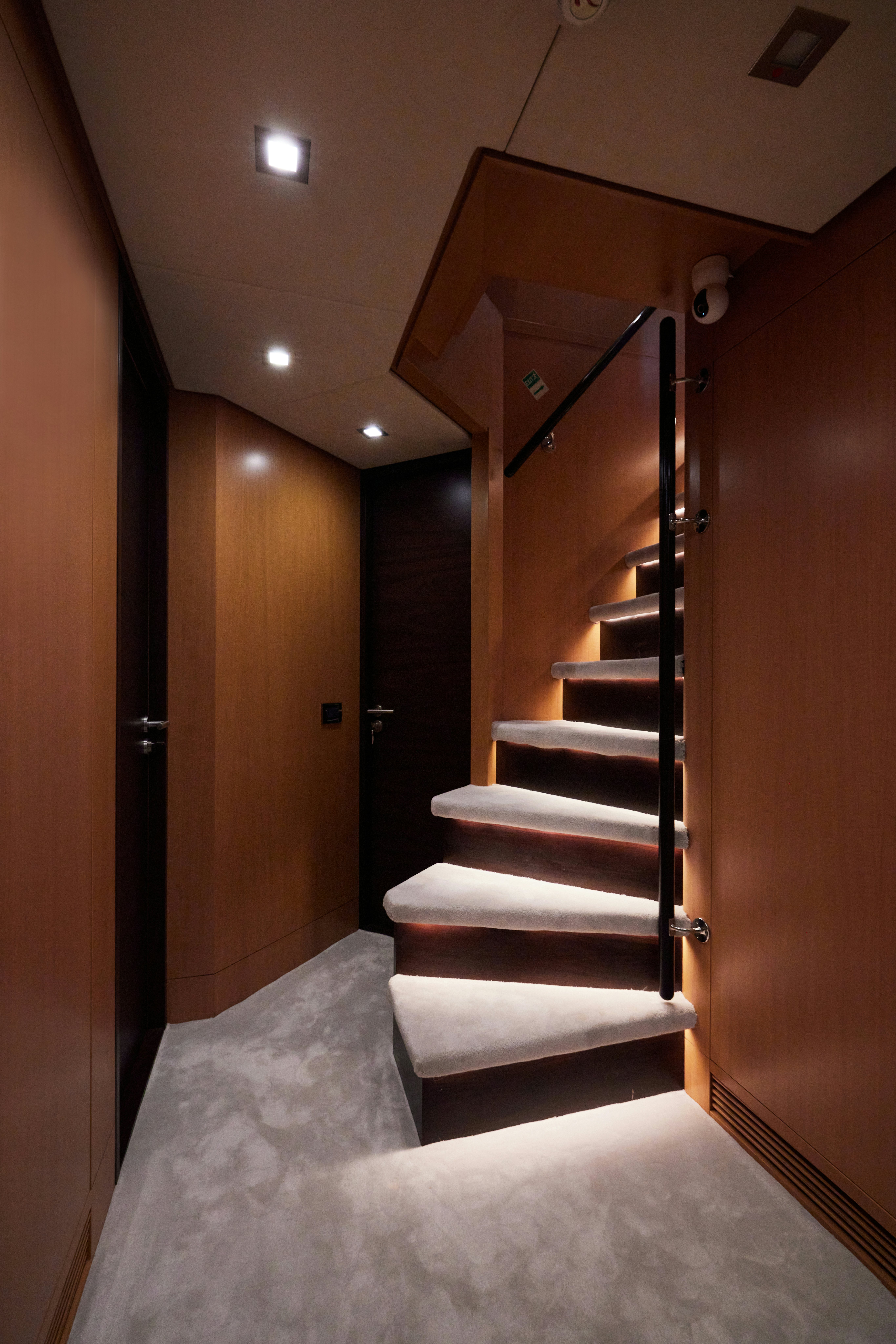 a staircase in a house aboard AYSHA Yacht for Sale