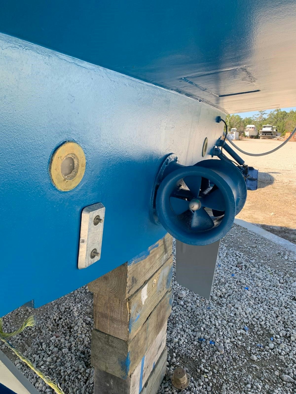 a blue metal object with holes aboard EQUINOX Yacht for Sale