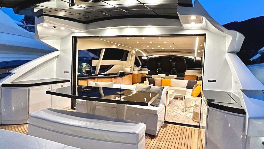 inside of a car aboard THYKE II Yacht for Charter