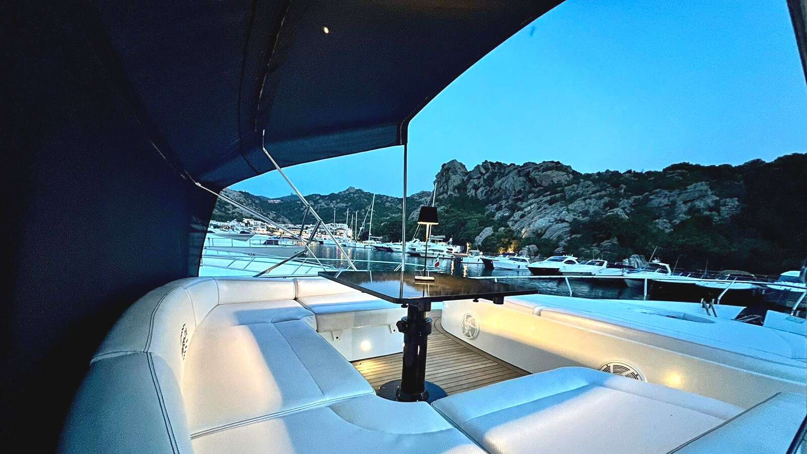 a view of a city from the cockpit of a plane aboard THYKE II Yacht for Charter