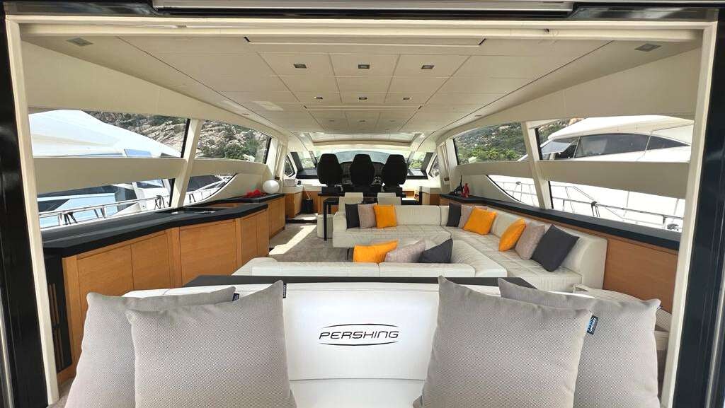 inside of a car aboard THYKE II Yacht for Charter