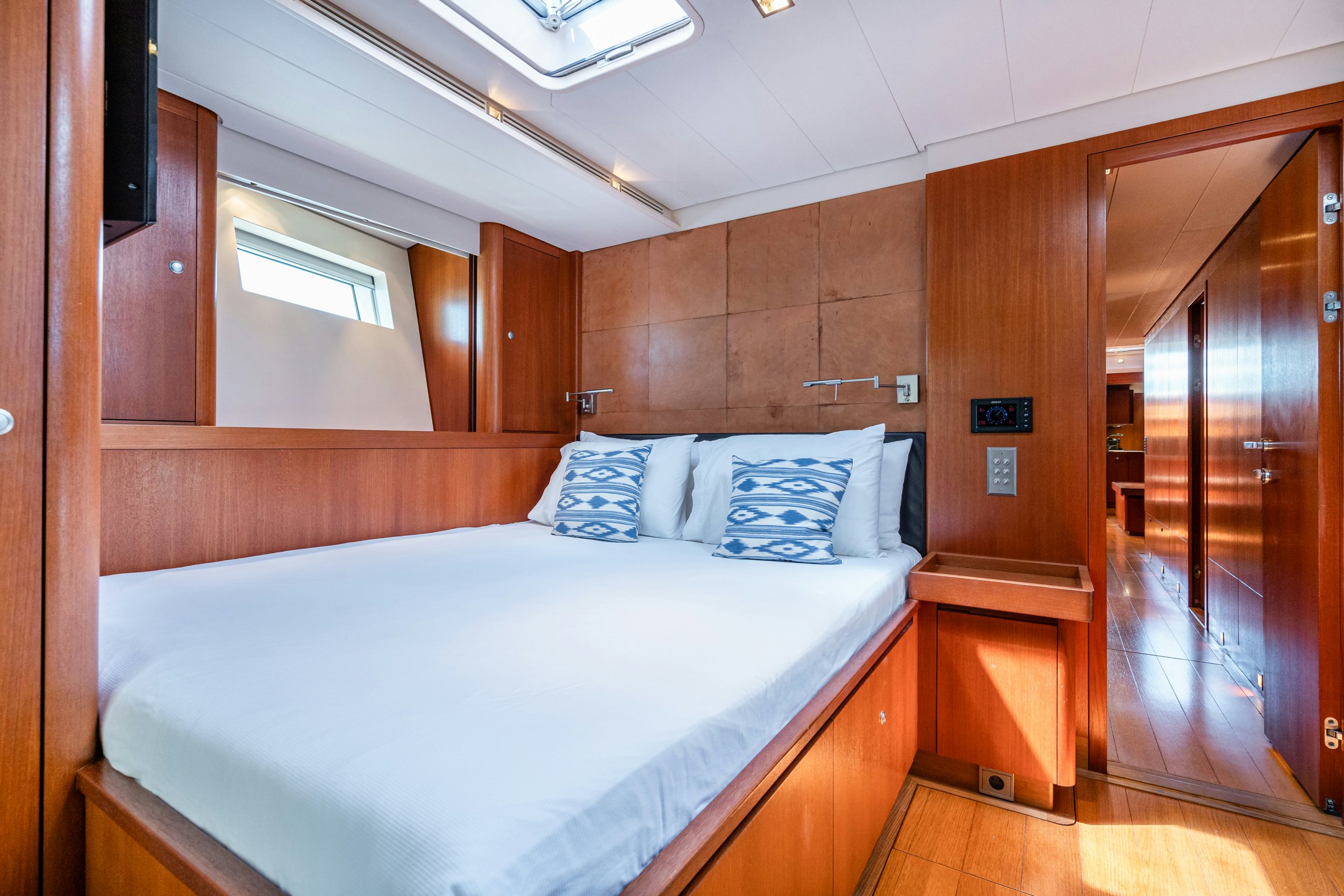 a bed in a room aboard SAVUKE Yacht for Sale