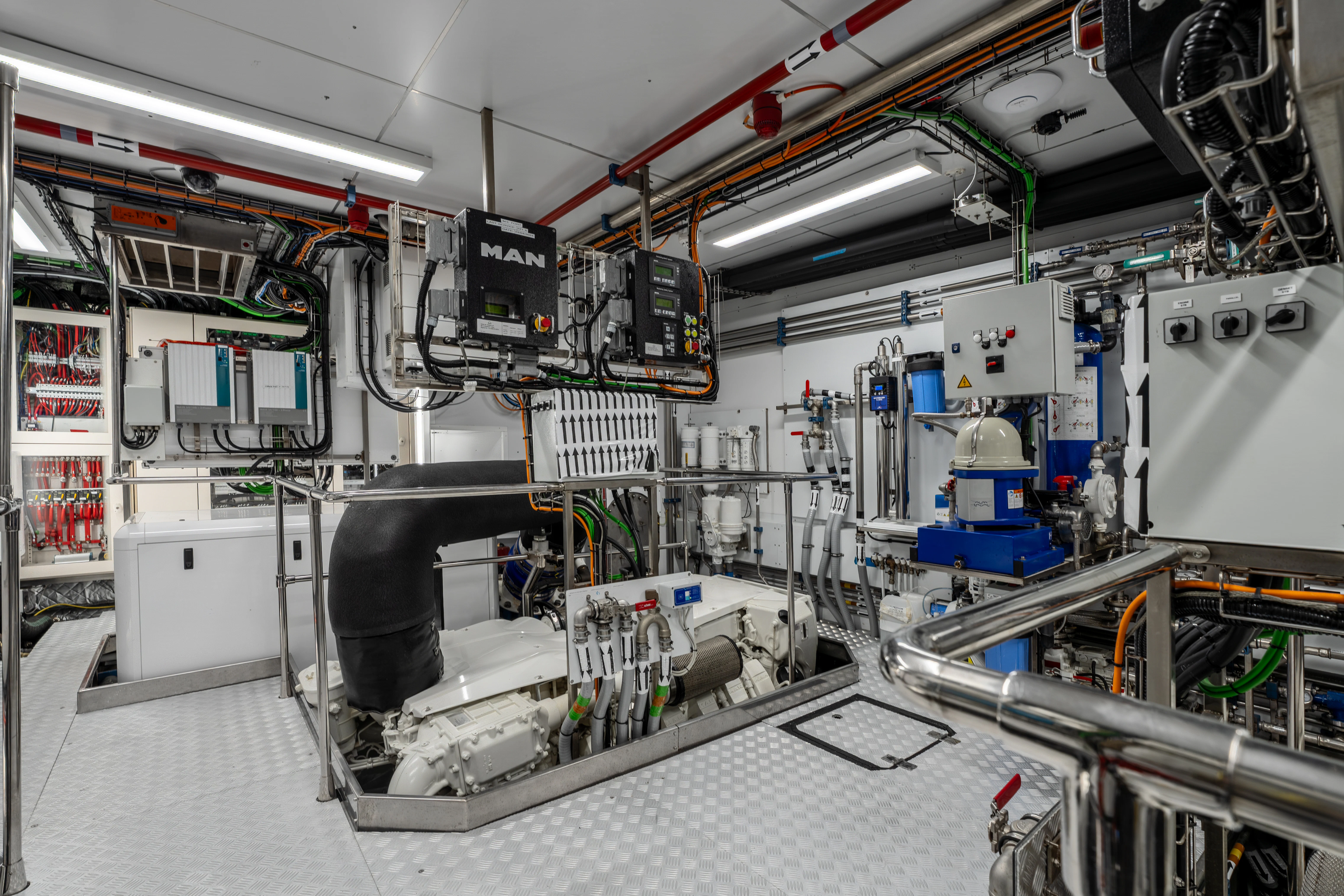a large factory with machinery aboard K+ Yacht for Sale