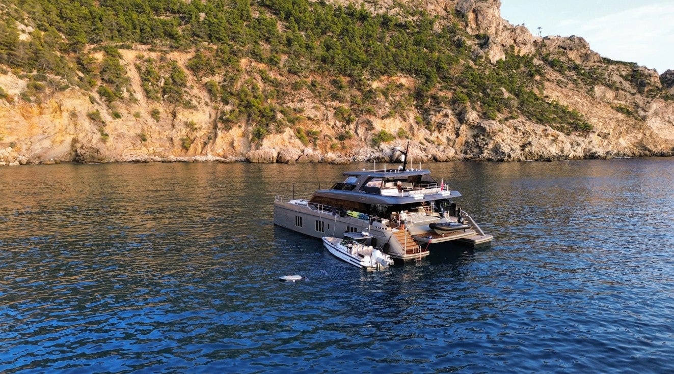 a boat on the water aboard AMITATU Yacht for Charter