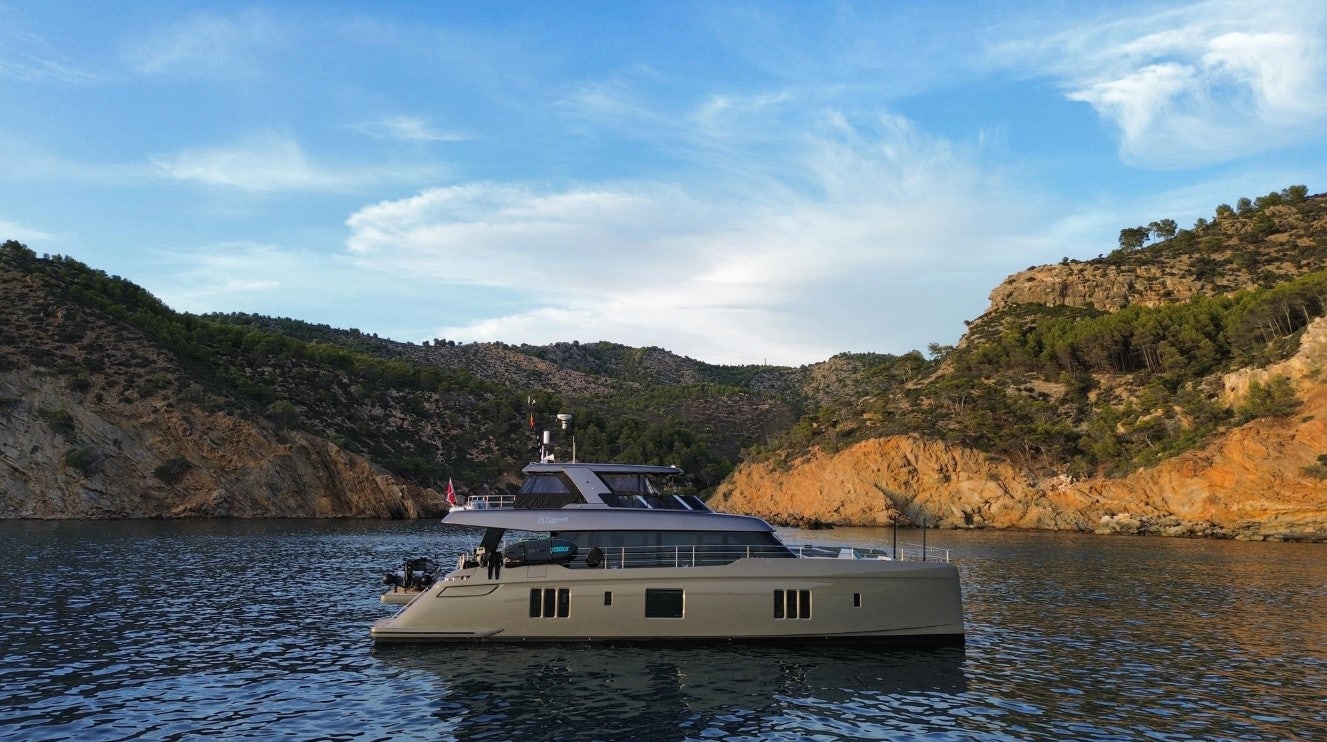 a boat on the water aboard AMITATU Yacht for Charter