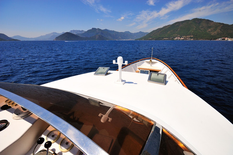 a boat on the water aboard BLUE LADY Yacht for Sale