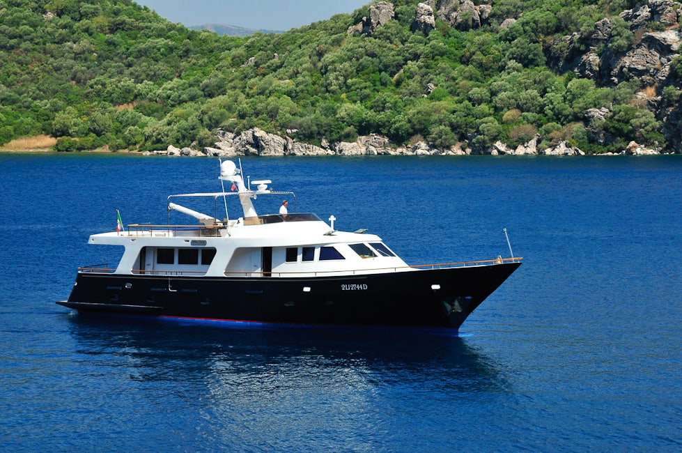 a boat in the water aboard BLUE LADY Yacht for Sale