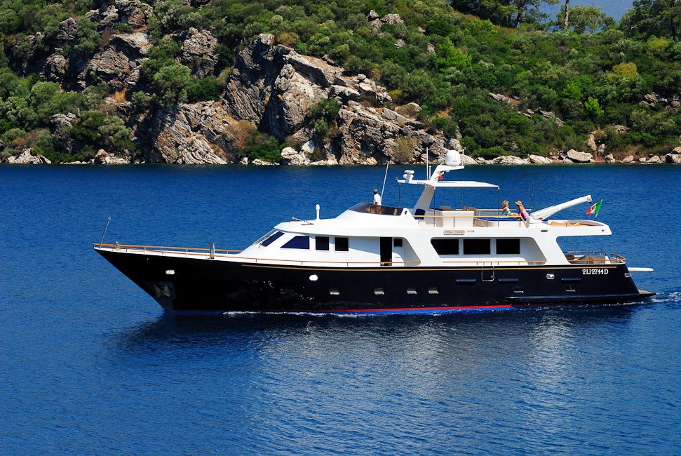 a boat in the water aboard BLUE LADY Yacht for Sale