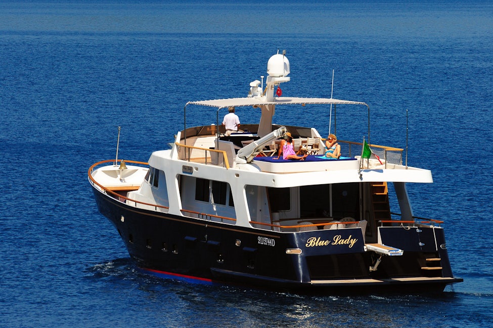 a boat in the water aboard BLUE LADY Yacht for Sale