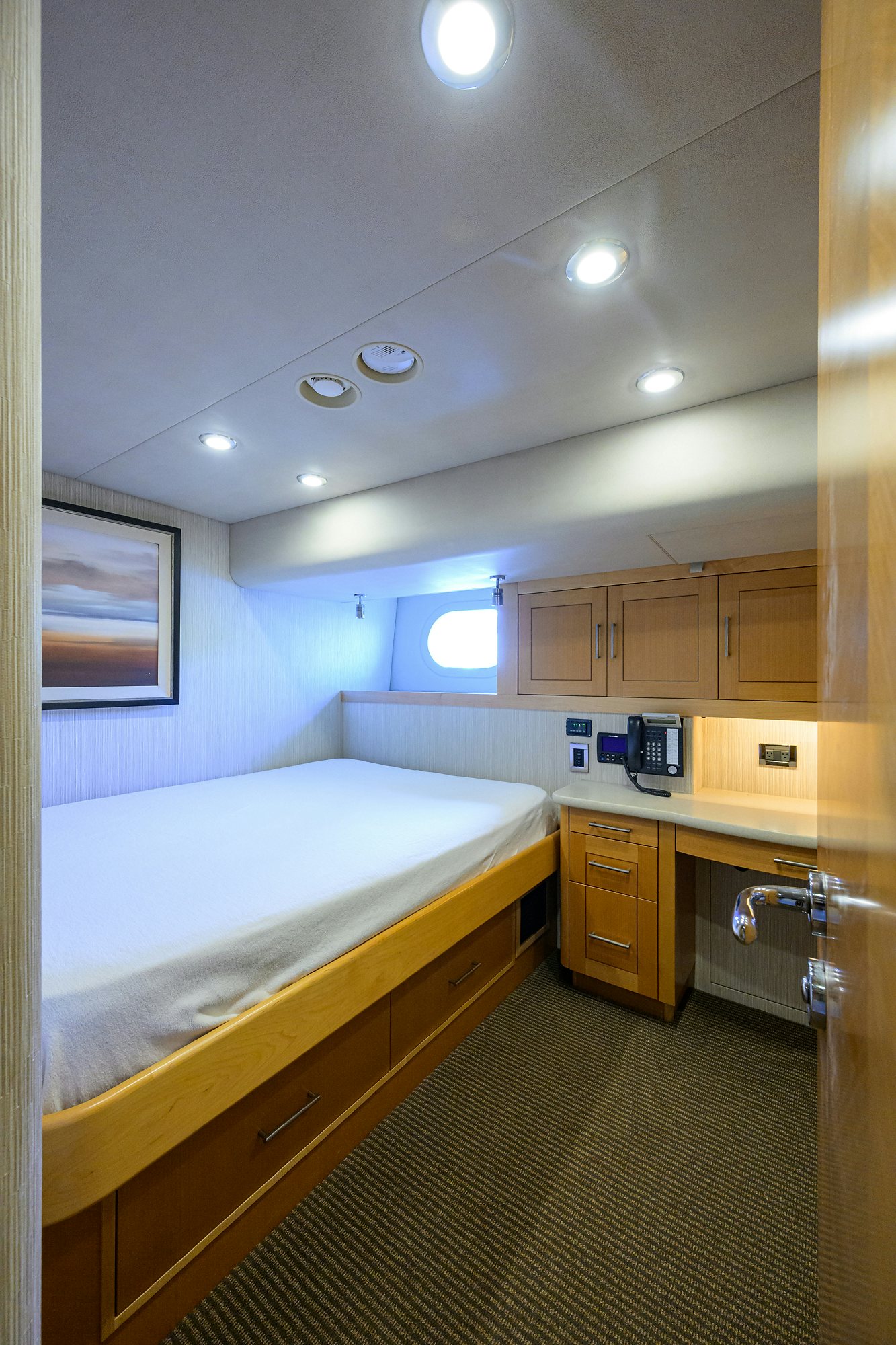 a large bathroom with a large bed aboard REMY ROO Yacht for Sale