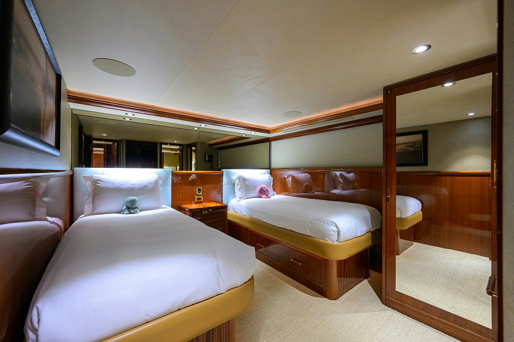 a room with a couple of beds aboard REMY ROO Yacht for Sale