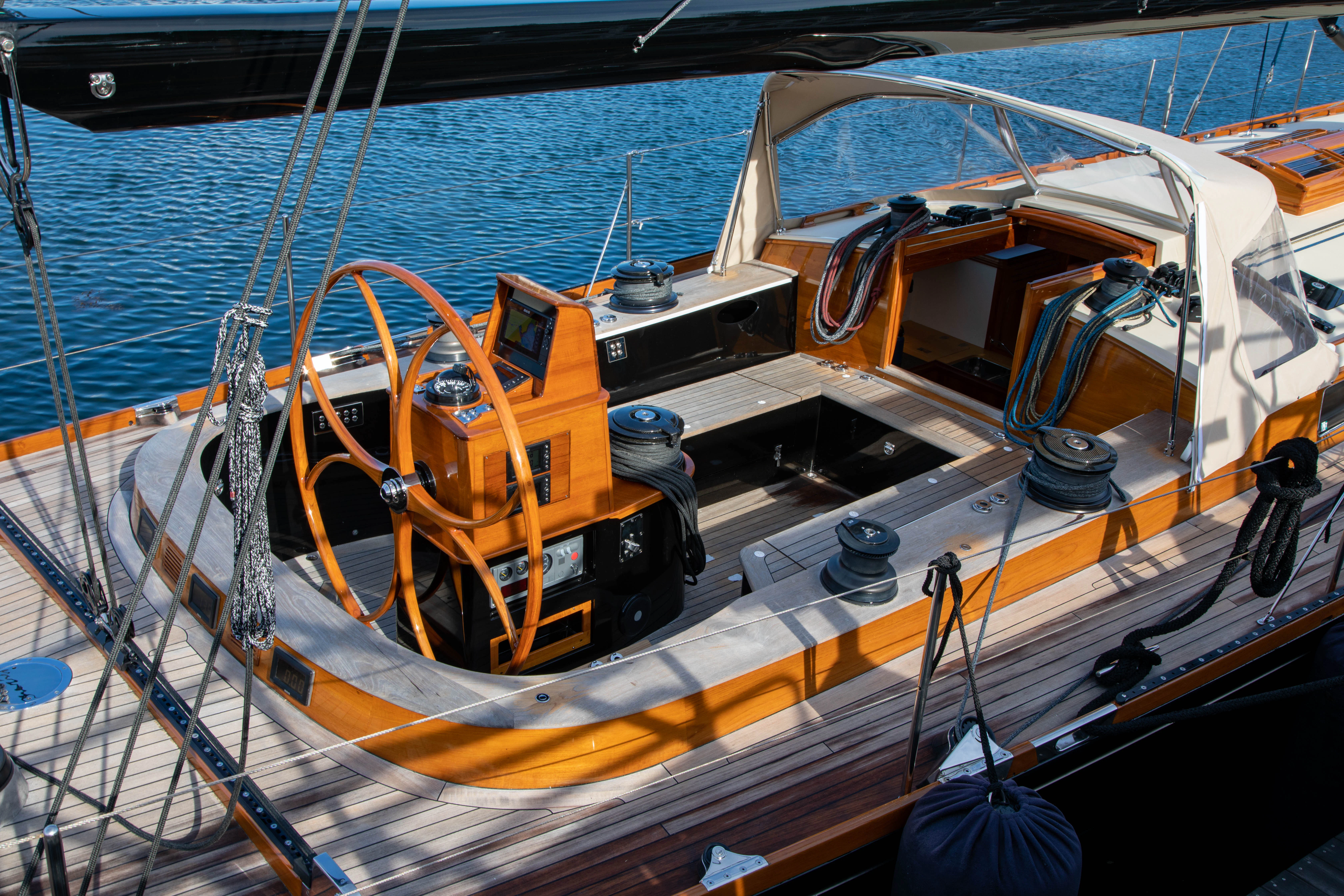 a large orange and white boat aboard FALCON Yacht for Sale