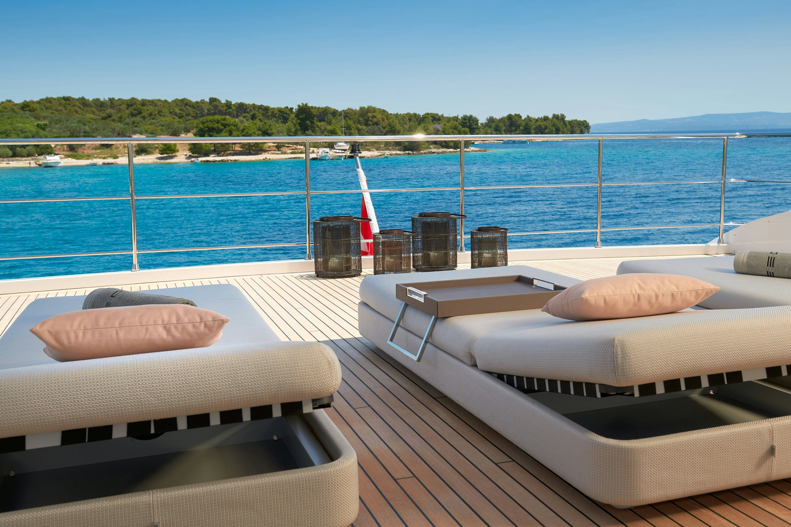 a bed on a boat aboard HEED Yacht for Sale
