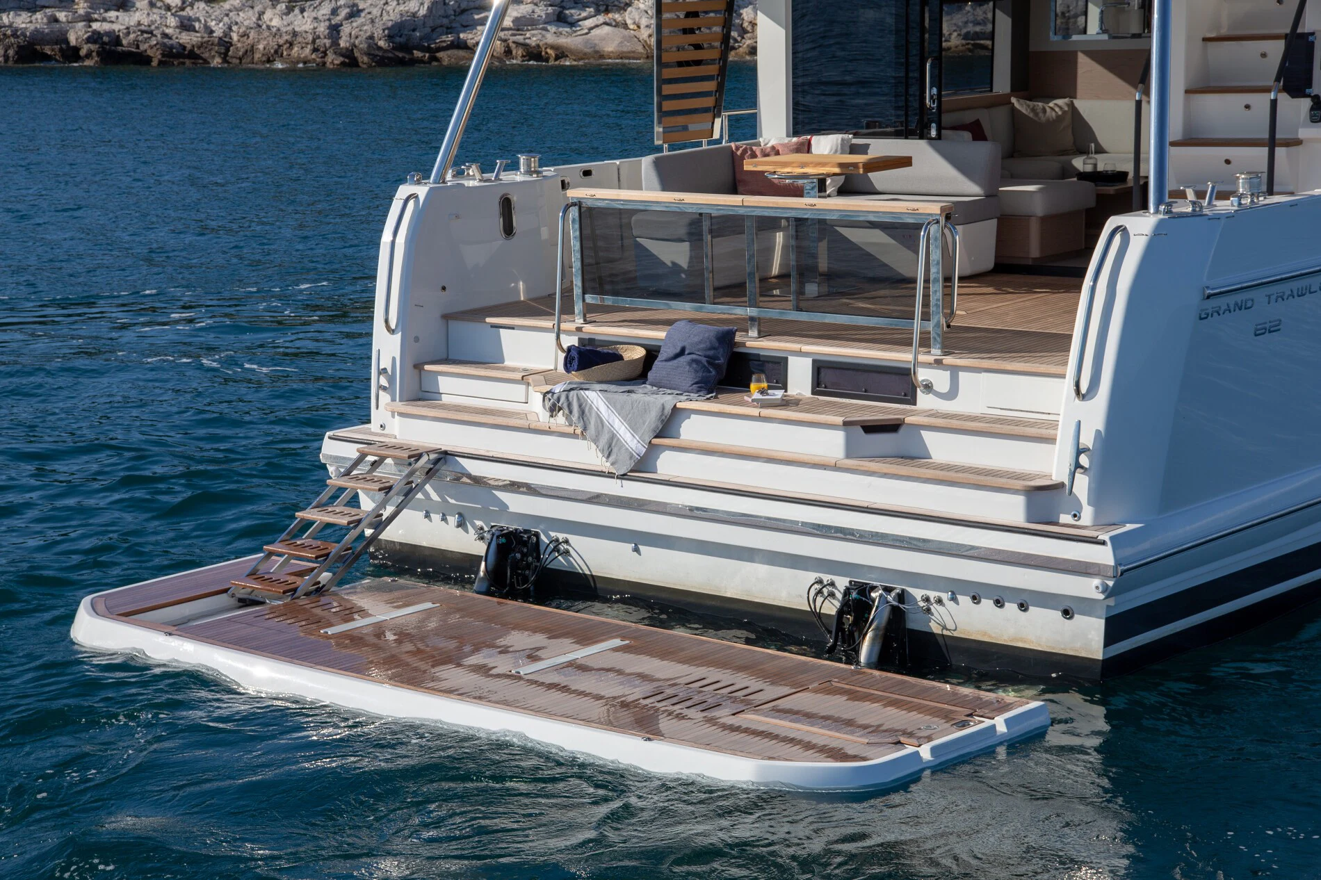 a boat on the water aboard ABIDE AWHILE Yacht for Sale