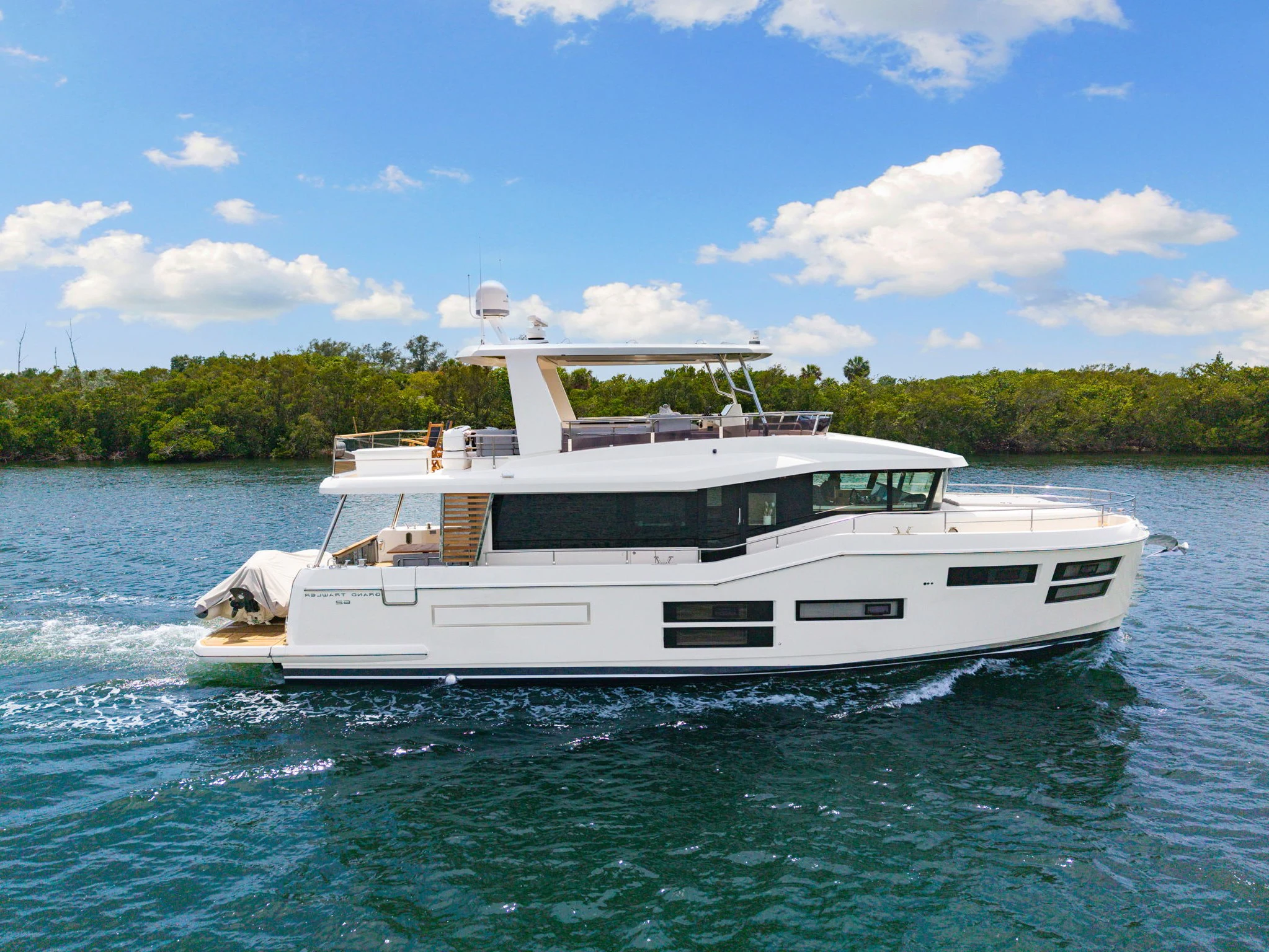 a boat on the water aboard ABIDE AWHILE Yacht for Sale
