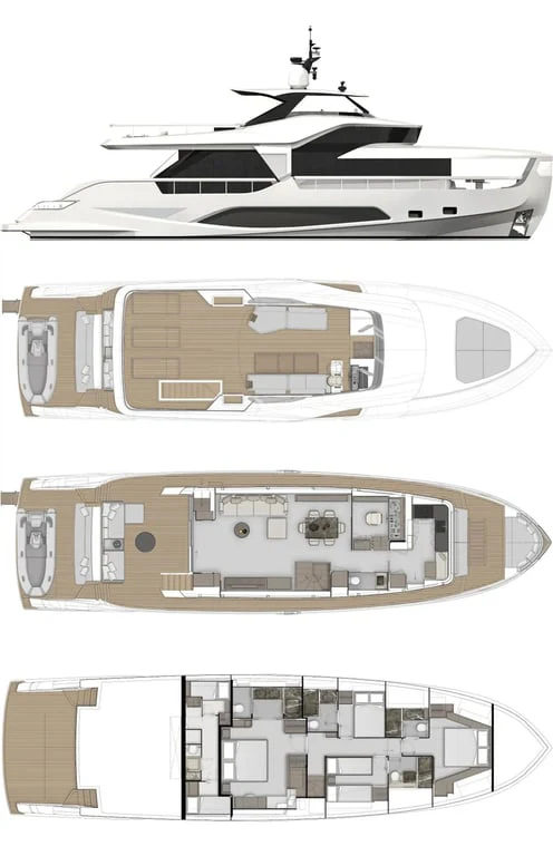 diagram, engineering drawing aboard TRILOGY Yacht for Charter