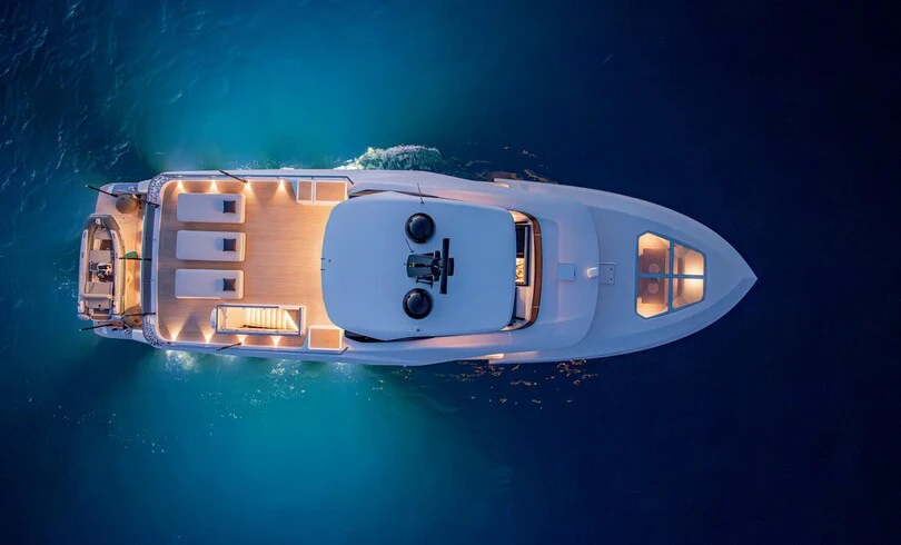 a space ship in the water aboard TRILOGY Yacht for Charter