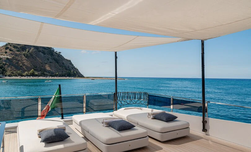 a boat on the water aboard TRILOGY Yacht for Charter