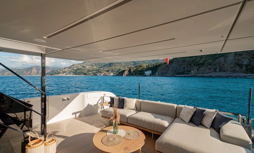 a boat on the water aboard TRILOGY Yacht for Charter