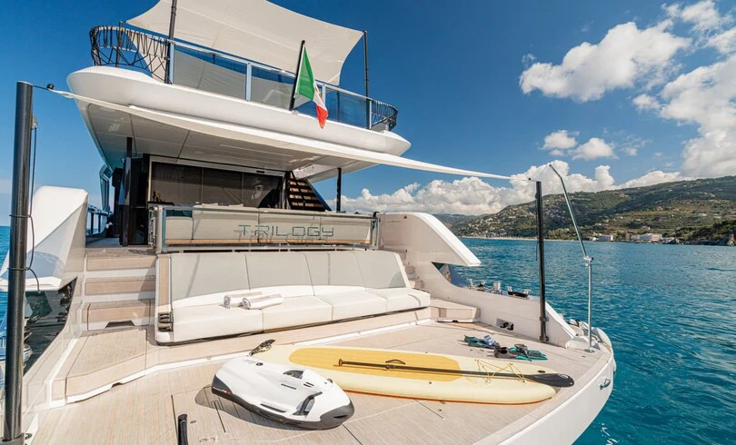 a boat on the water aboard TRILOGY Yacht for Charter