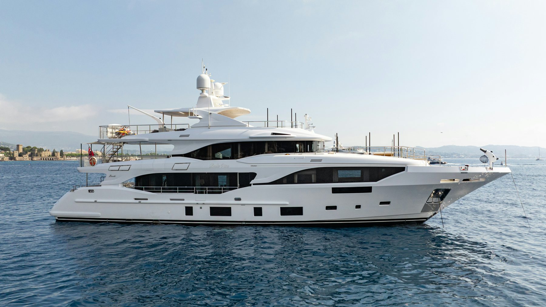 a large white yacht aboard BELLA VITA Yacht for Sale