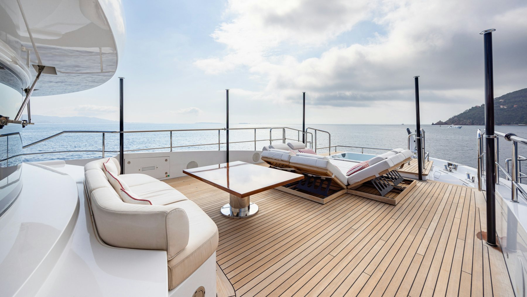 a boat on a deck aboard BELLA VITA Yacht for Sale
