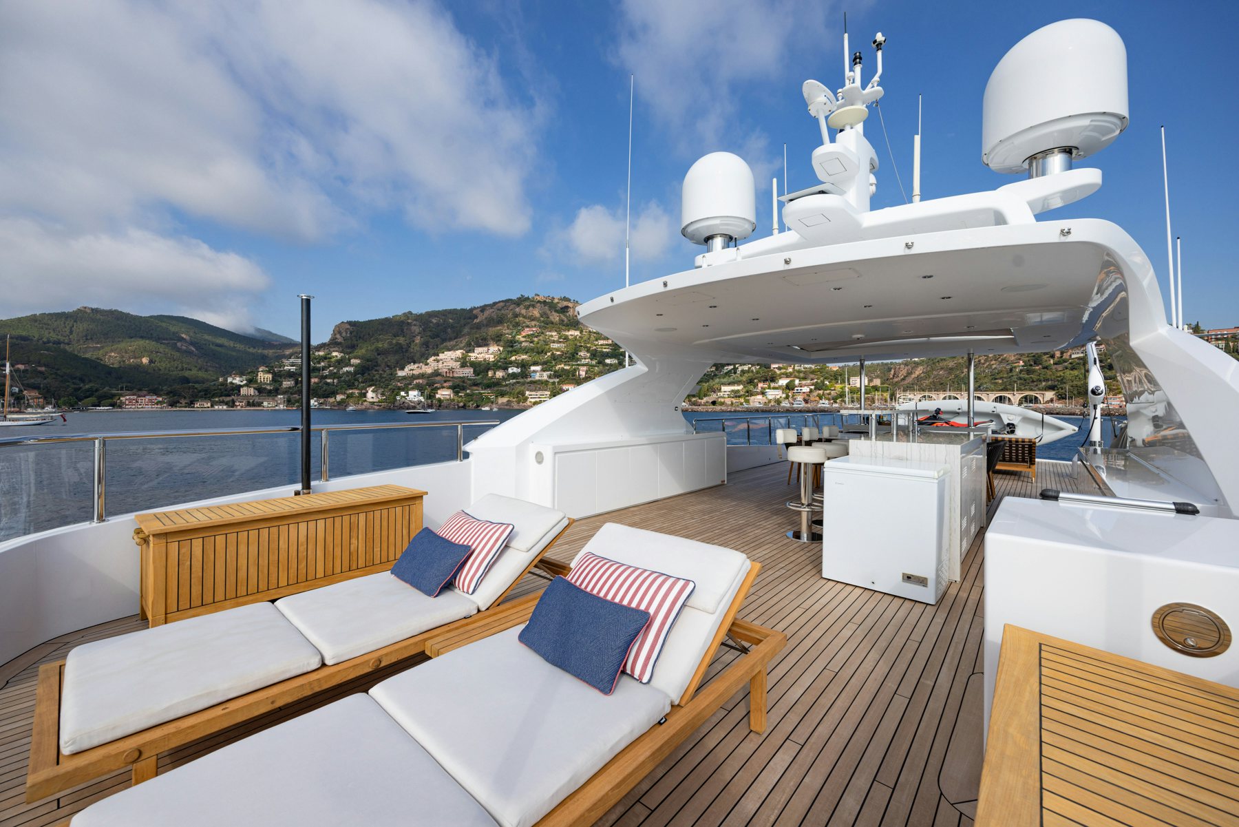 a boat on a deck aboard BELLA VITA Yacht for Sale