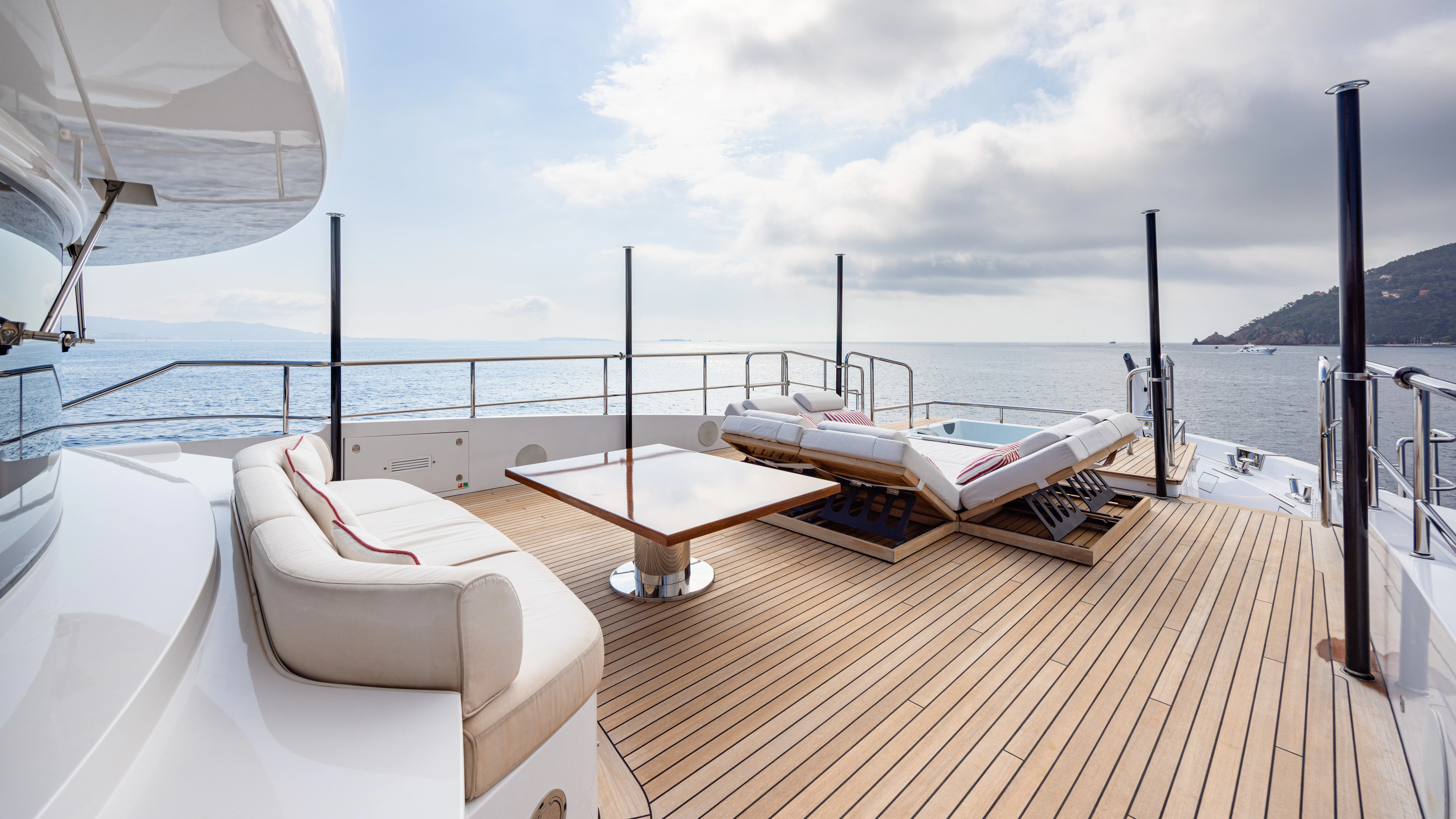 a boat on a deck aboard TRAMONTO Yacht for Charter