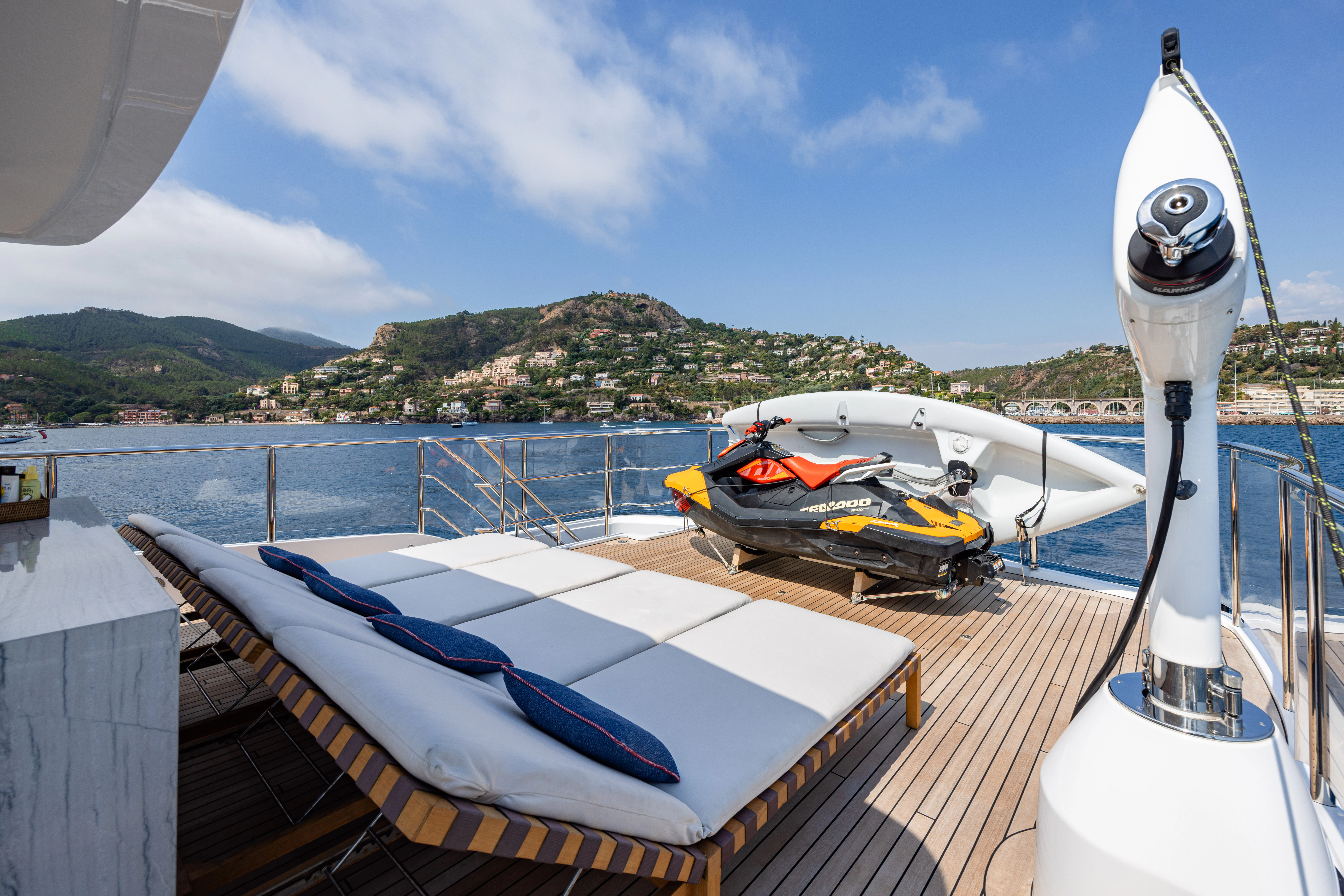 a boat on a deck aboard TRAMONTO Yacht for Charter