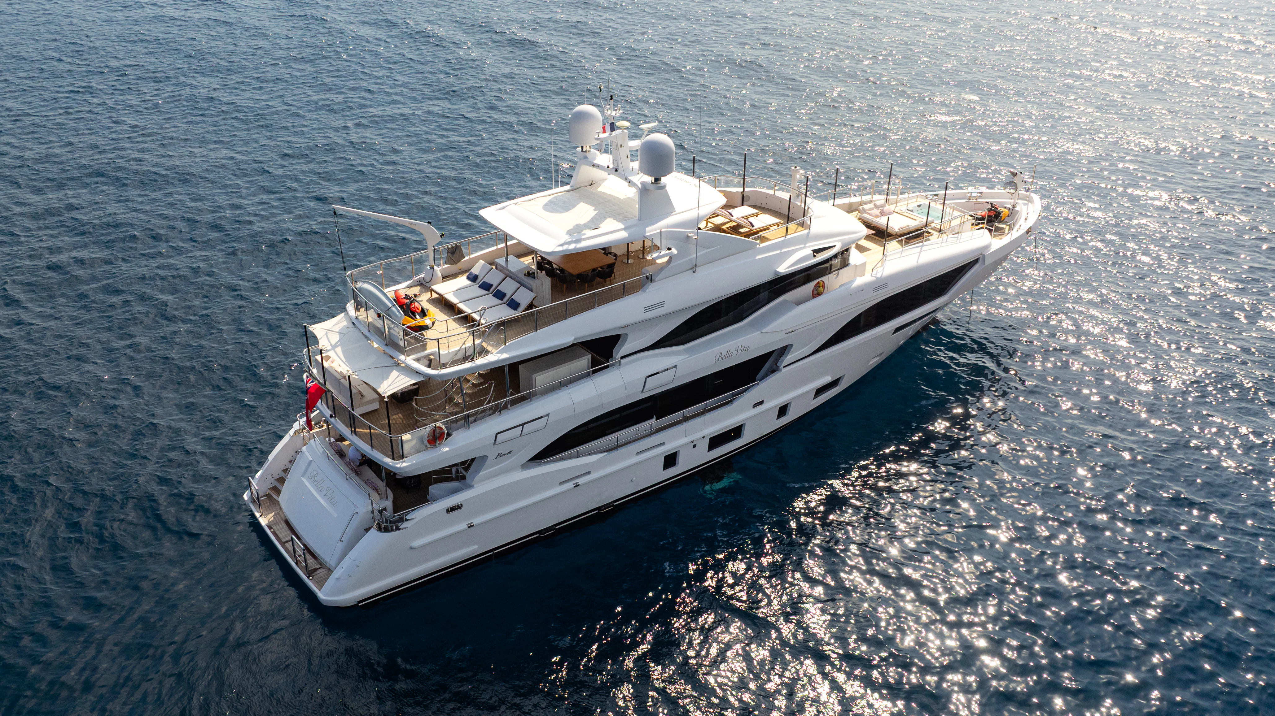 a ship in the water aboard TRAMONTO Yacht for Charter