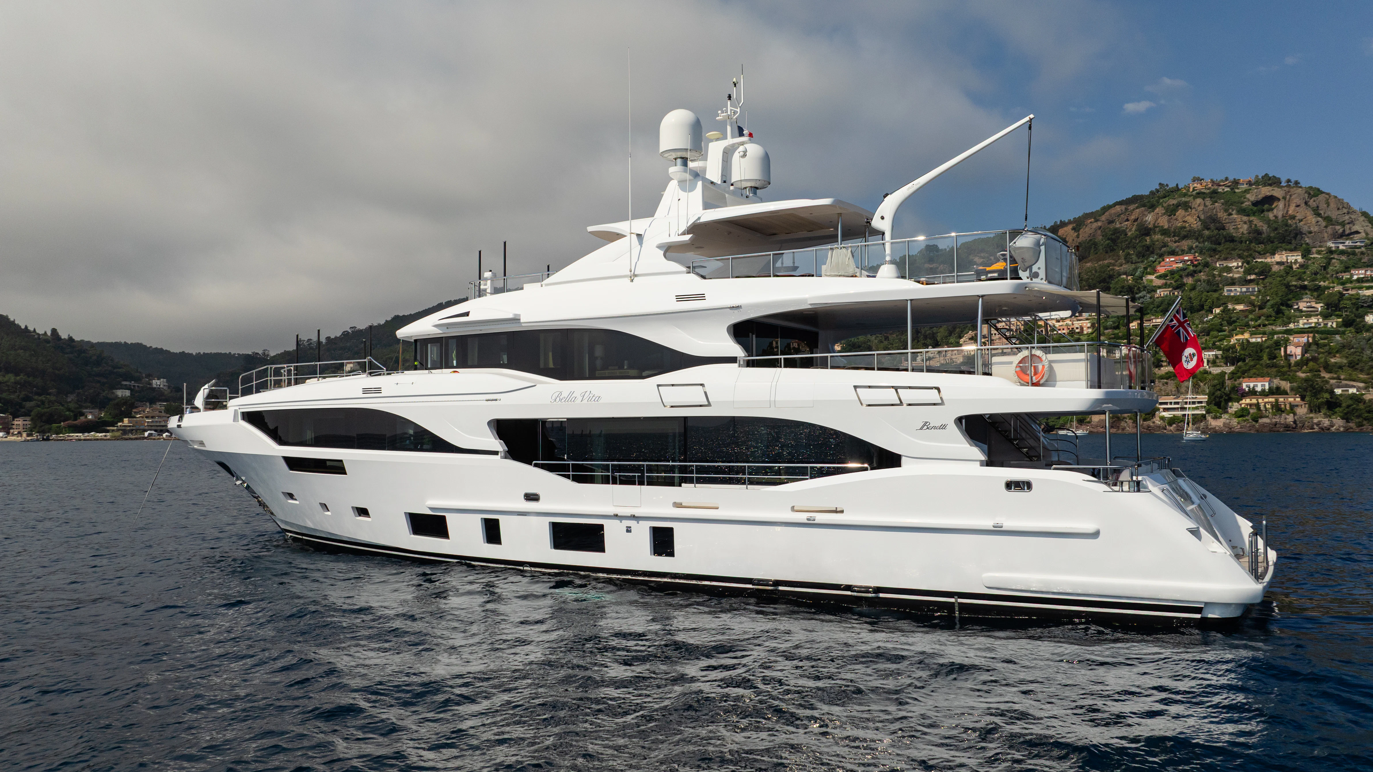 a white yacht on the water aboard TRAMONTO Yacht for Charter