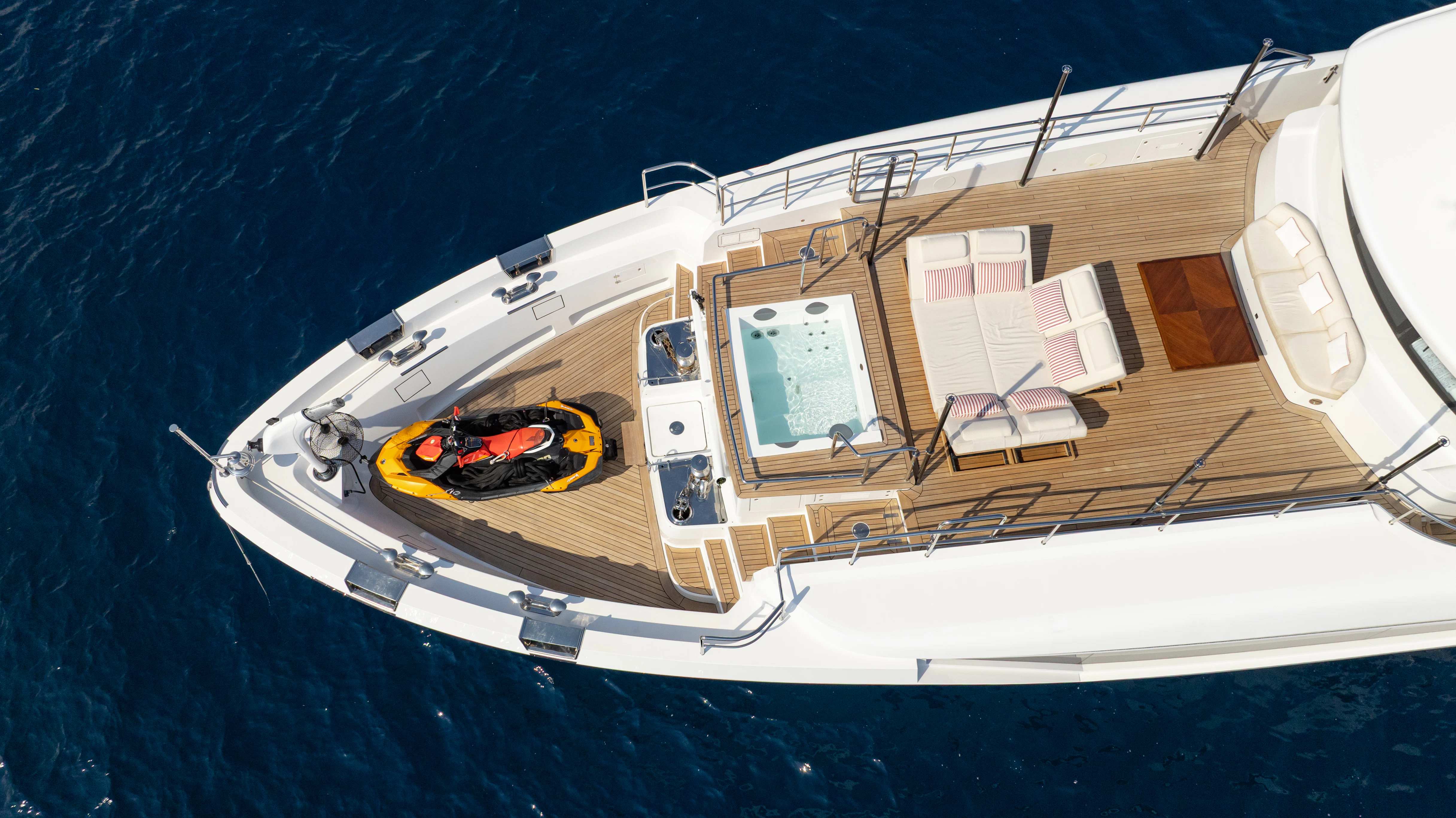 a high angle view of a ship aboard TRAMONTO Yacht for Charter