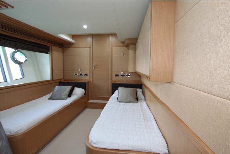 a room with two beds aboard ALL WE NEED FOR TODAY Yacht for Sale