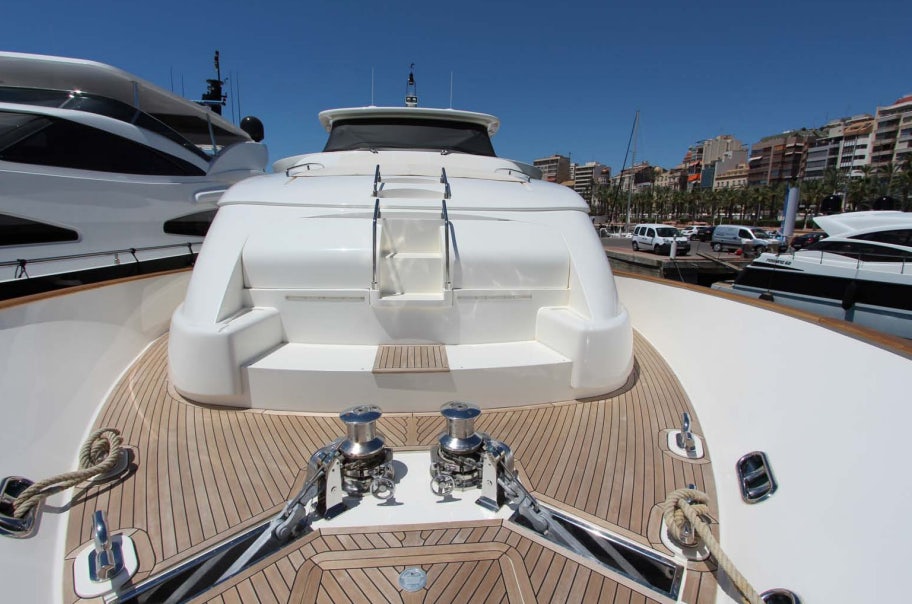 the front of a boat aboard ALL WE NEED FOR TODAY Yacht for Sale