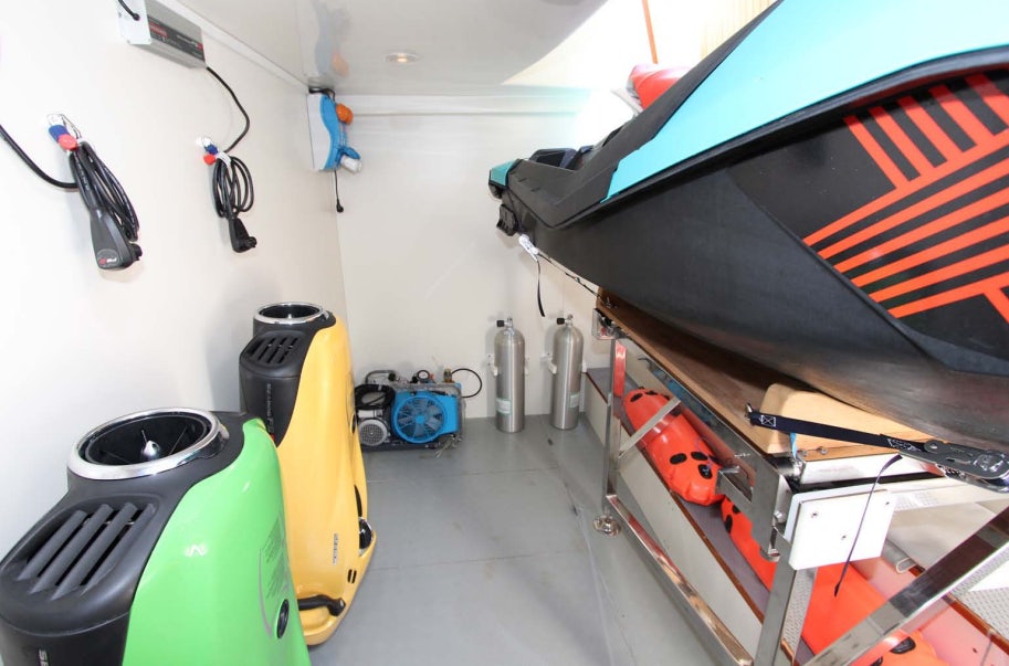 a room with equipment and tools aboard ALL WE NEED FOR TODAY Yacht for Sale